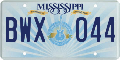 MS license plate BWX044