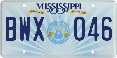 MS license plate BWX046