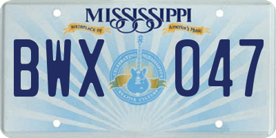 MS license plate BWX047