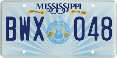 MS license plate BWX048
