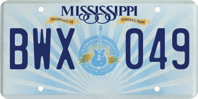 MS license plate BWX049