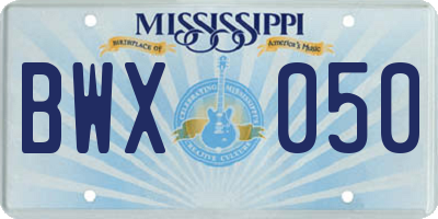 MS license plate BWX050