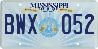 MS license plate BWX052