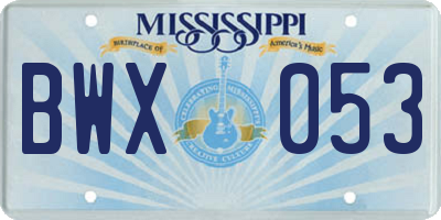 MS license plate BWX053