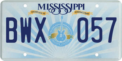 MS license plate BWX057