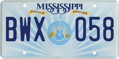 MS license plate BWX058