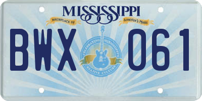 MS license plate BWX061