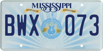 MS license plate BWX073