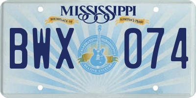 MS license plate BWX074