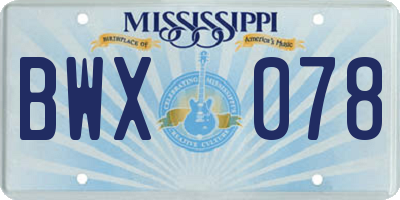 MS license plate BWX078