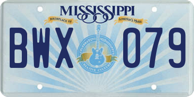 MS license plate BWX079