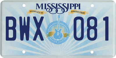 MS license plate BWX081