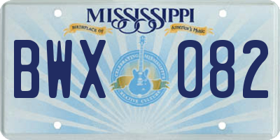 MS license plate BWX082