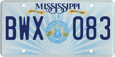 MS license plate BWX083