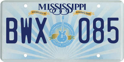 MS license plate BWX085