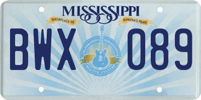 MS license plate BWX089