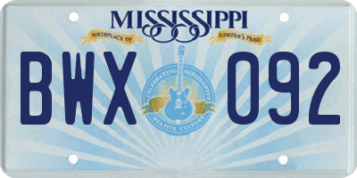 MS license plate BWX092