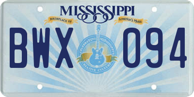 MS license plate BWX094