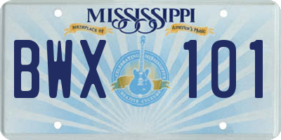 MS license plate BWX101