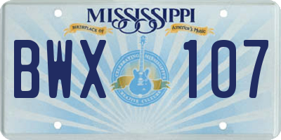 MS license plate BWX107