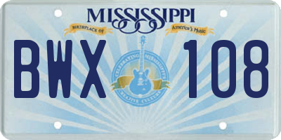 MS license plate BWX108