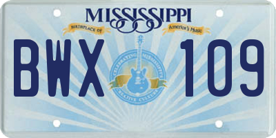 MS license plate BWX109