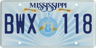 MS license plate BWX118