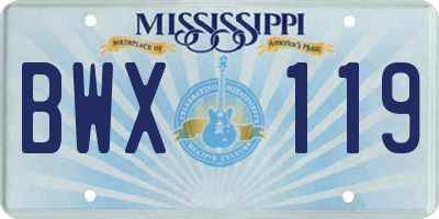 MS license plate BWX119