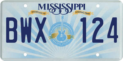 MS license plate BWX124