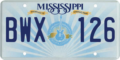 MS license plate BWX126