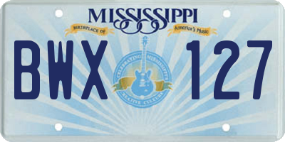 MS license plate BWX127
