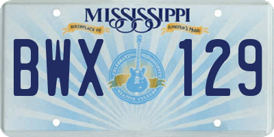 MS license plate BWX129