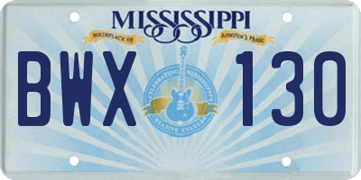 MS license plate BWX130