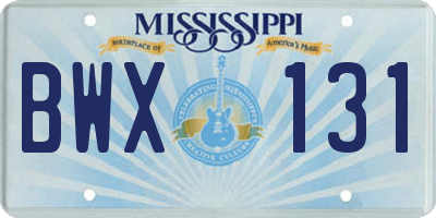MS license plate BWX131