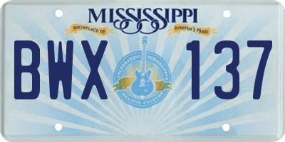 MS license plate BWX137