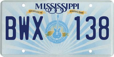 MS license plate BWX138