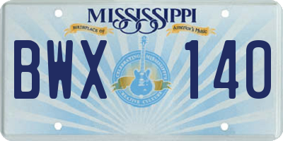 MS license plate BWX140