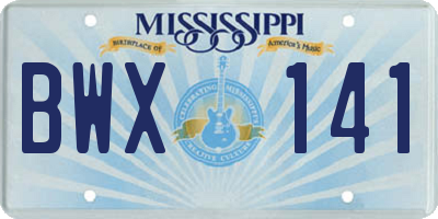 MS license plate BWX141
