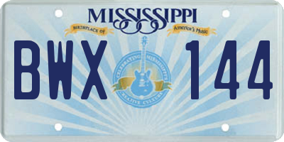 MS license plate BWX144