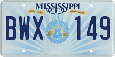 MS license plate BWX149