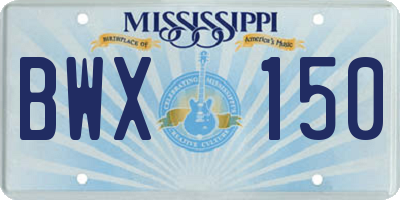 MS license plate BWX150