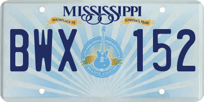 MS license plate BWX152