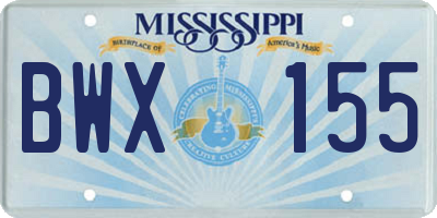 MS license plate BWX155