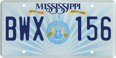 MS license plate BWX156