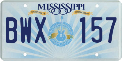 MS license plate BWX157