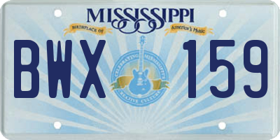 MS license plate BWX159