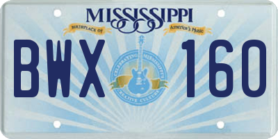 MS license plate BWX160
