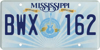 MS license plate BWX162