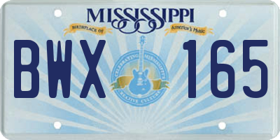 MS license plate BWX165