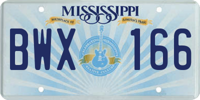 MS license plate BWX166